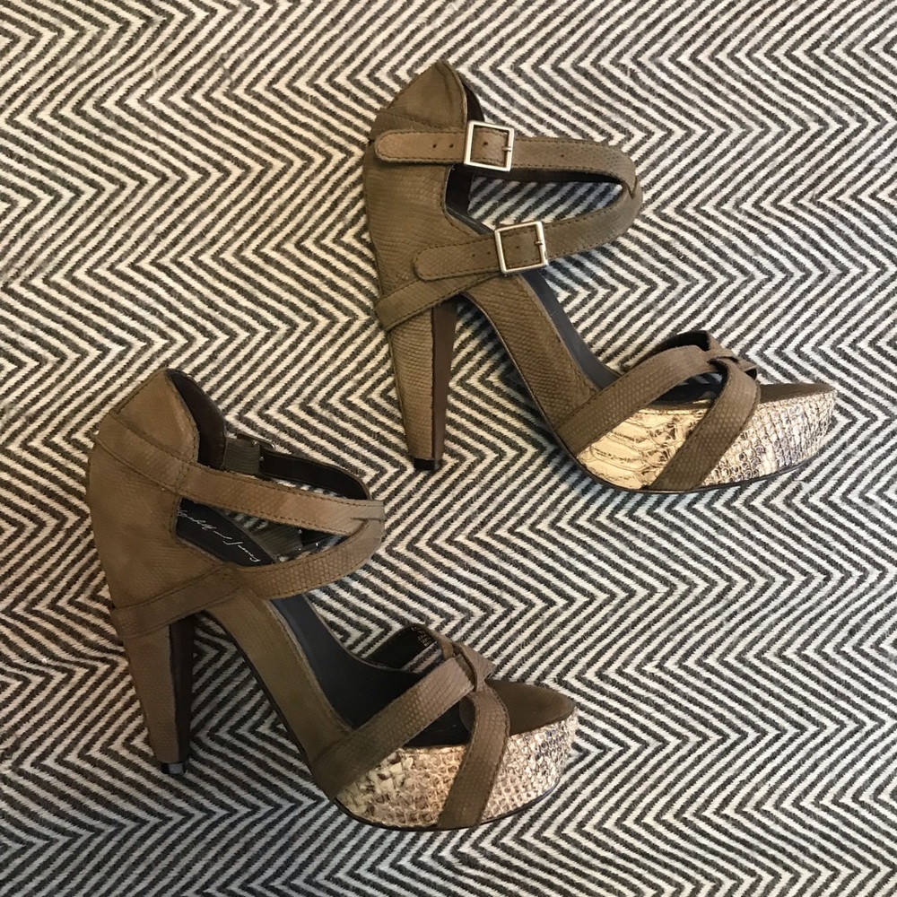 🐍 4 inch cris crosses faux snake skin heels